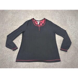 Soma Pajama Top Womens Large Black Long Sleeve Henley Lounge Tee Sleepwear